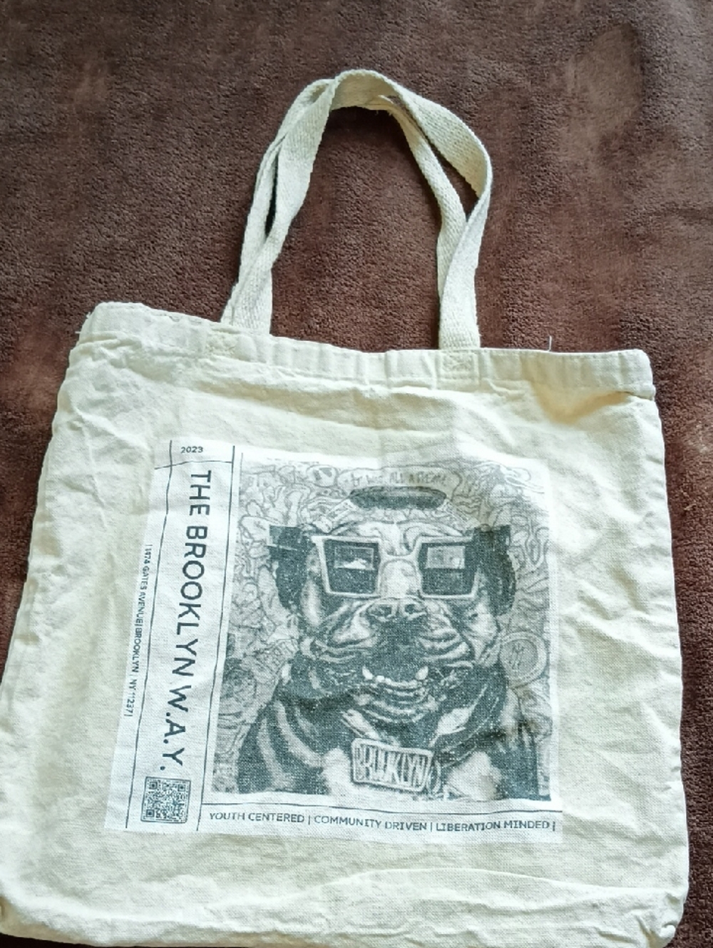 The Brooklyn W.A.Y. Cream Graphic Canvas Tote